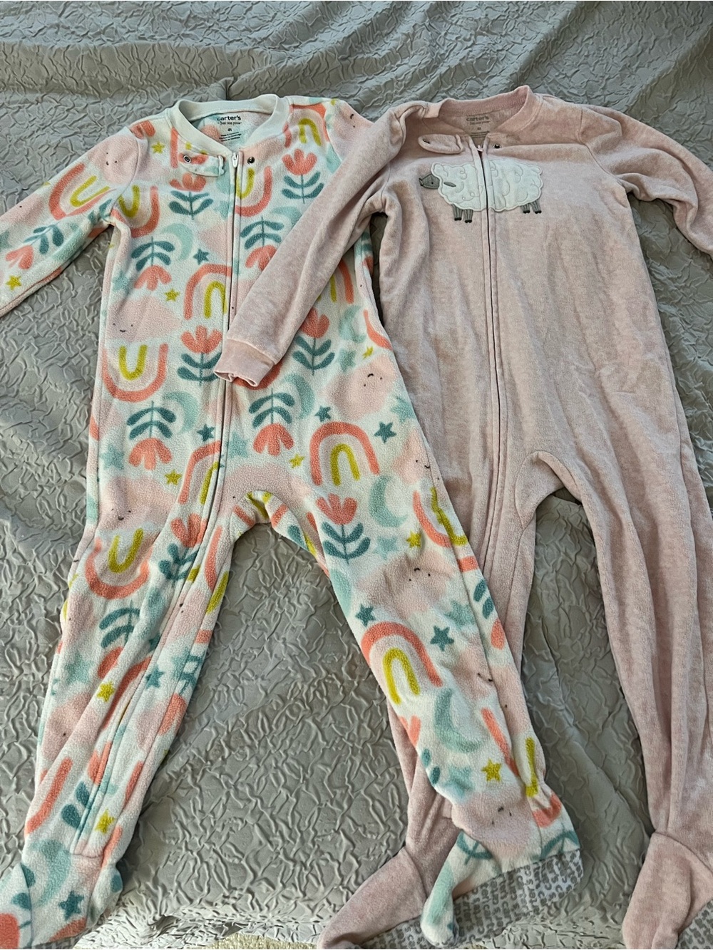 4T toddler girl Fleece One-Piece footy Sleepers - 2-Pack bundle